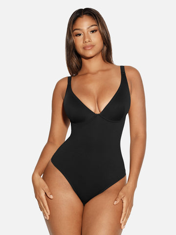 V Neck Tummy Control Shaping Bodysuit