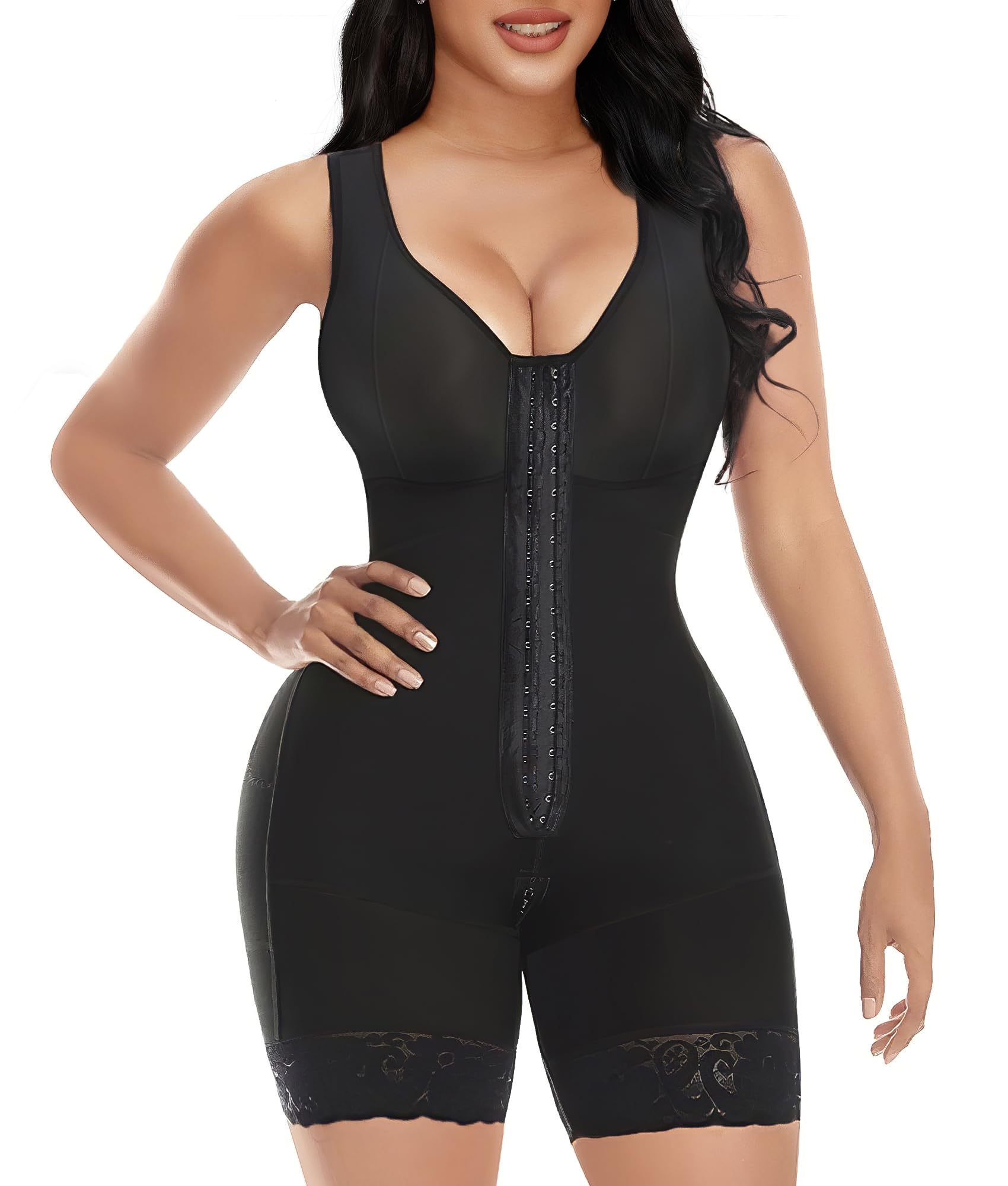 Women Tummy Control Post Surgery Full Body Shaper Butt Lifter with Zipper Crotch