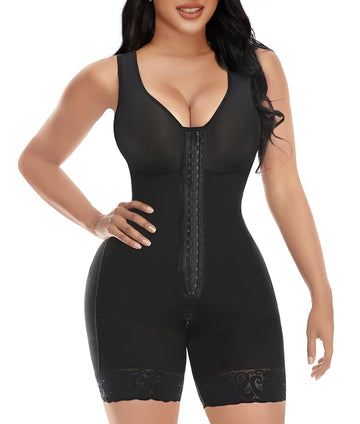 Women Tummy Control Post Surgery Full Body Shaper Butt Lifter with Zipper Crotch