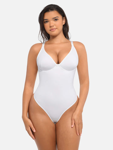 2-Pack Deep V Neck Tummy Control Shapewear Bodysuit Bundle