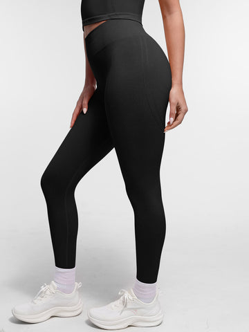 Seamless High Waist Yoga Leggings for Women with Double Layer Waistband
