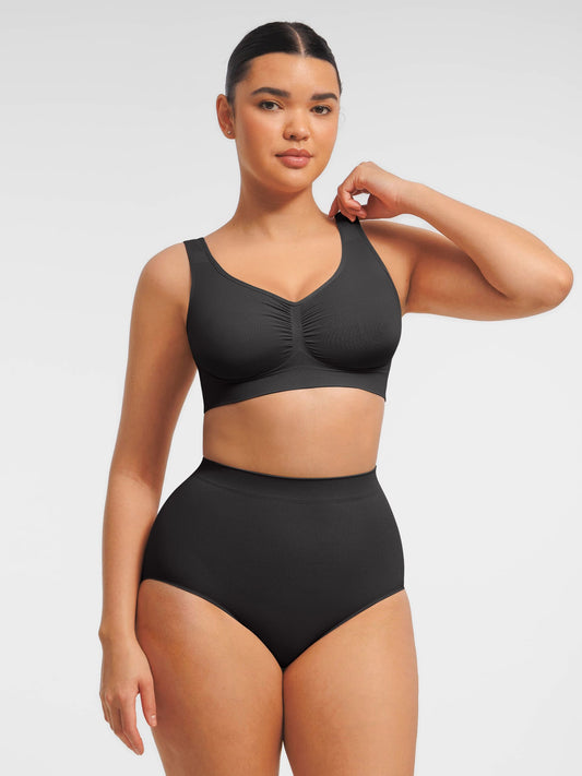 Seamless Wide Straps Bra  & Seamless Tummy Control Brief Set