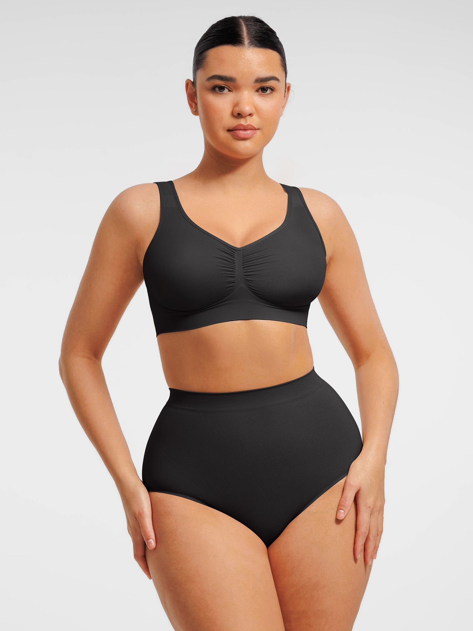Seamless Wide Straps Bra  & Seamless Tummy Control Brief Set
