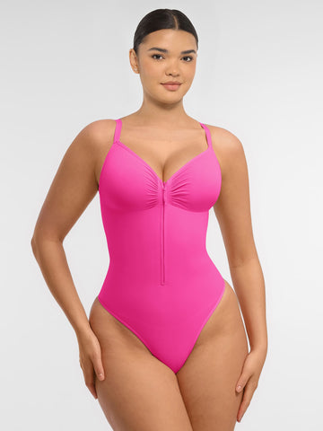 Body gainant sans coutures avec fermeture éclair et contrôle du ventre
