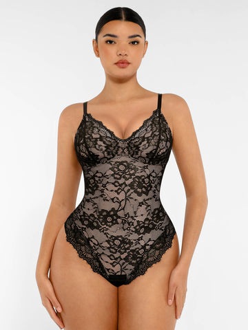 Lace V Neck Full Bodysuit Underwear